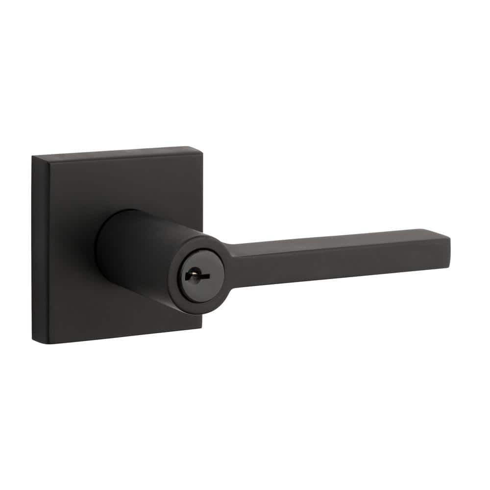 Baldwin Reserve Square Satin Black Keyed Entry Door Handle with