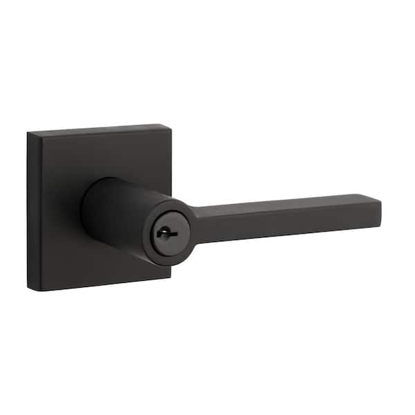 Baldwin Reserve Square Satin Black Keyed Entry Door Handle with