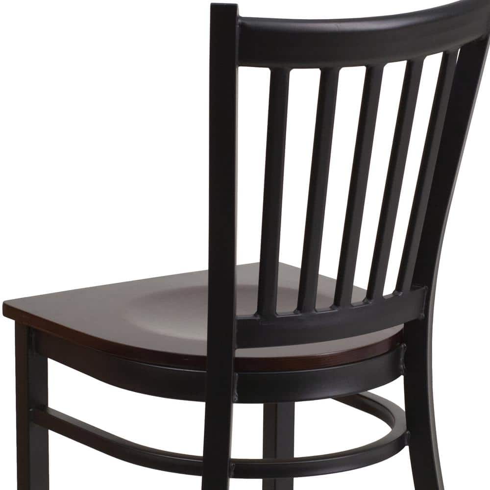Windsor High Slat Side Chair in Black Steel & Walnut Wood