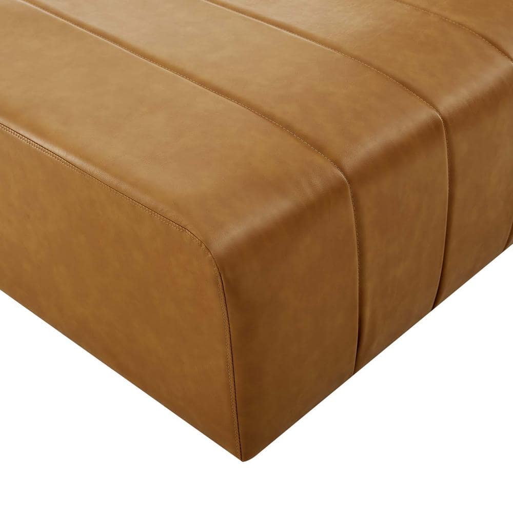 Bartlett 42'' Tan Vegan Leather Tufted Ottoman