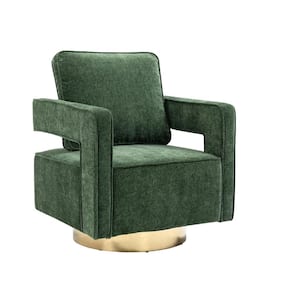 Green Modern Swivel Accent Open Back Sofa Chair With Metal Base