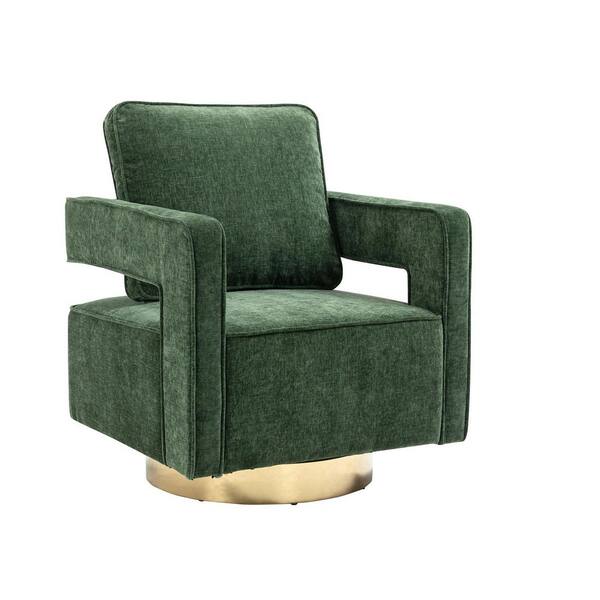 Green Modern Swivel Accent Open Back Sofa Chair With Metal Base D