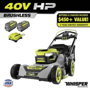 40-Volt HP Brushless 21 in. Whisper Series Cordless Walk-Behind Multi-Blade Push Mower - (2) 6.0 Ah Batteries & Charger