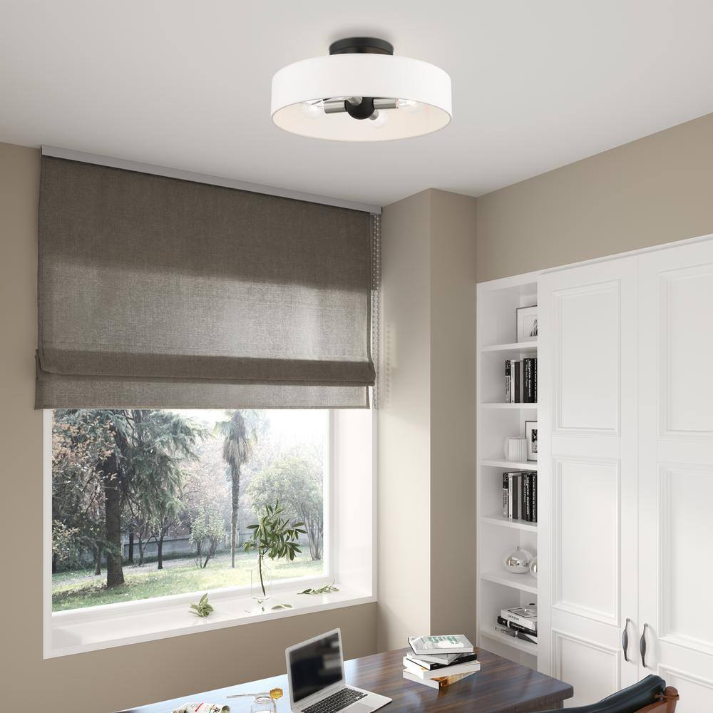 Venlo Contemporary 4-Light Drum Semi-Flush Mount in Black/Brushed Nickel