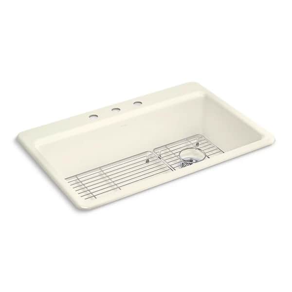Riverby 33 in. drop-in single-bowl kitchen sink in Biscuit