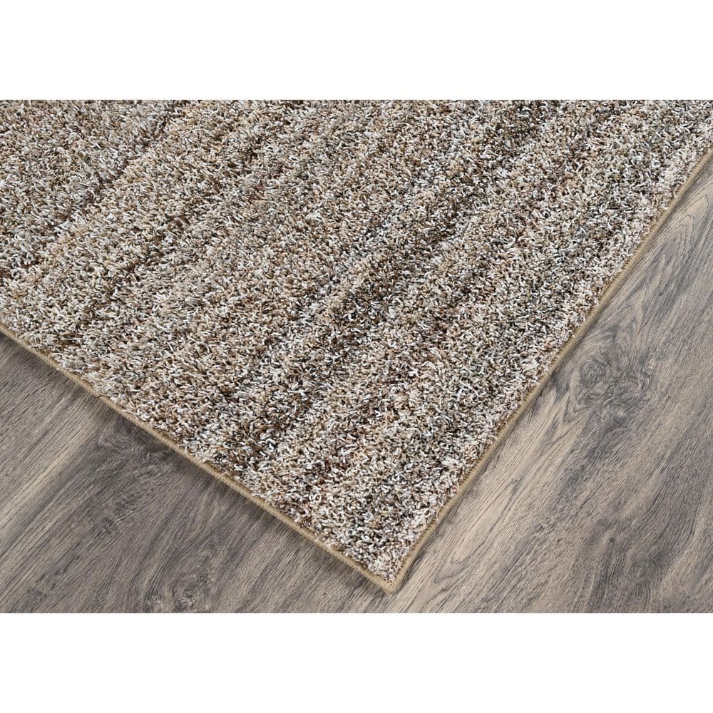 Cozy Stripe Shag 4' x 6' Earth Tone Synthetic Area Rug