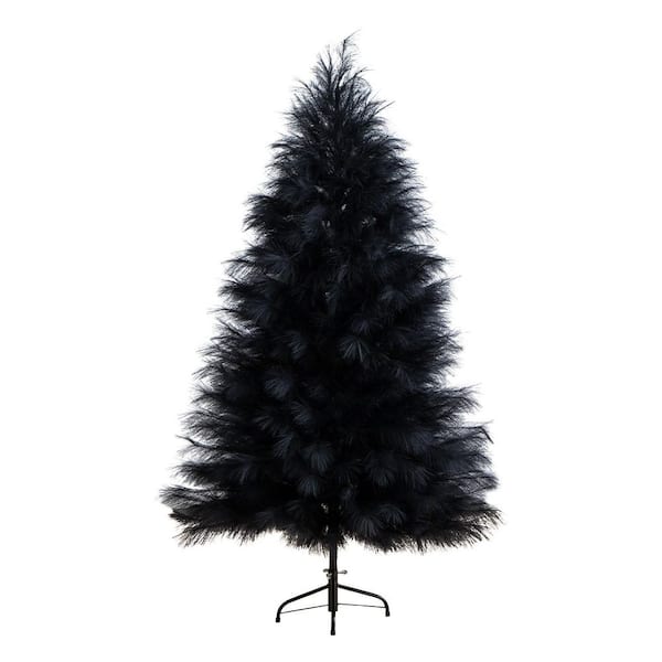 6ft. Artificial Halloween Black Pampas Grass Christmas Tree