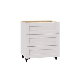Shaker Assembled 30x34.5x24 in. 3-Drawer Base Cabinet with 10 in. Metal Drawer Boxes in Vanilla White