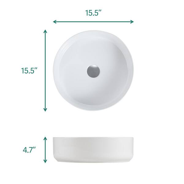 TATAまる Tatahance 15.5 in. Vessel Round Integrated Basin Bathroom Sink in