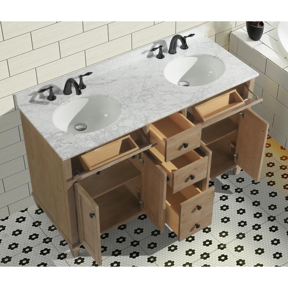 Annie 55" Weathered Fir Double Sink Bathroom Vanity