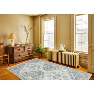Blue 8 ft. x 10 ft. Rectangle Abstract Wool, Cotton Area Rug