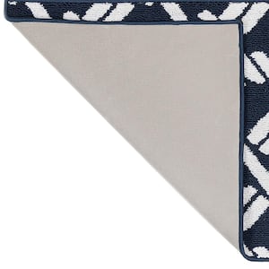 Tufted Navy and White 2 ft. 2 in. x 5 ft. Baize Chain Runner Rug