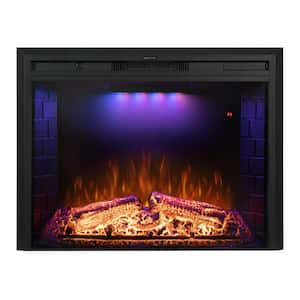 30 in. Electric Fireplace Inserts with Fire Crackling Sound, Adjustable Top Light and Flame Speed, Black