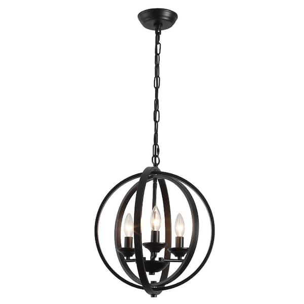 ZJVAIVE 1-Light Black Rustic Hanging Pendant Light Globe Linear Chandelier Lighting Fixture for Kitchen Island