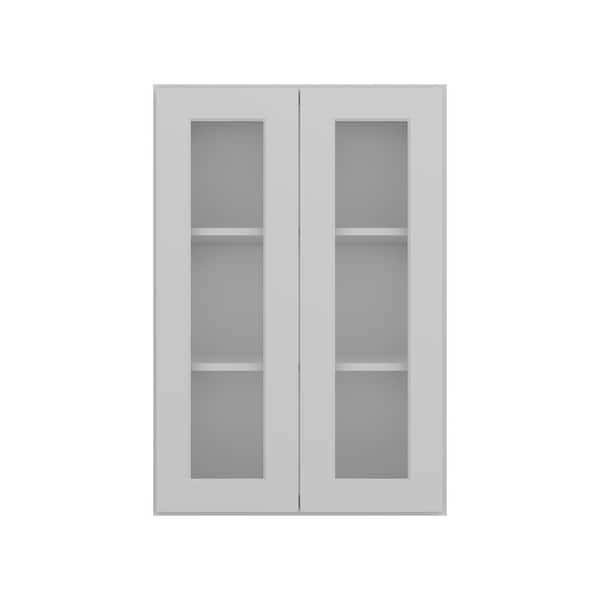 HOMLUX 24 in. W x 12 in. D x 36 in. H in Shaker Dove Ready to Assemble Wall Kitchen Cabinet with No Glasses
