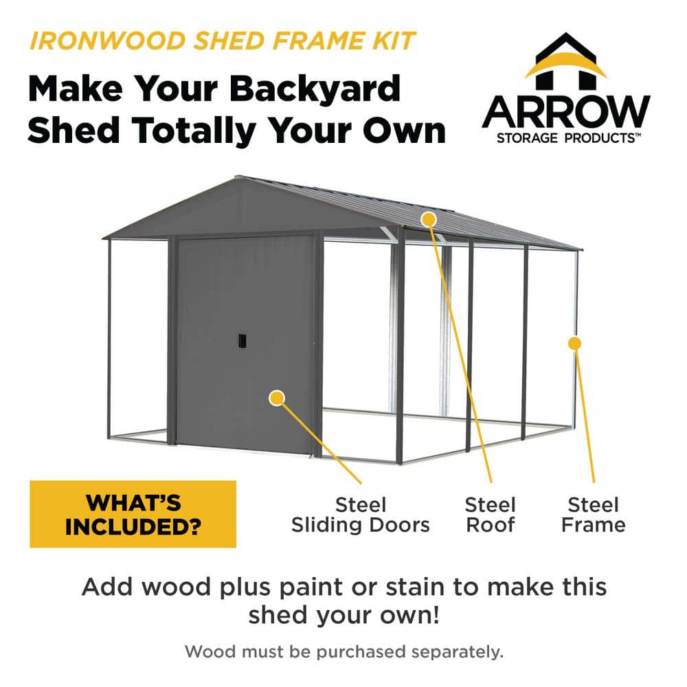 Gray Peak 8'x10' Steel-Wood Hybrid Outdoor Storage Shed Kit