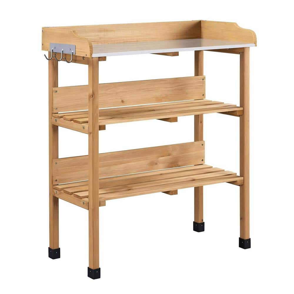30.5 in. W x 14.6 in. D x 35.5 in. H Outdoor Garden Potting Bench Table Woo