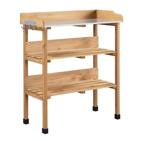 Unbranded 30.5 in. W x 14.6 in. D x 35.5 in. H Outdoor Garden Potting Bench Table Wooden Horticulture Planting Worstation