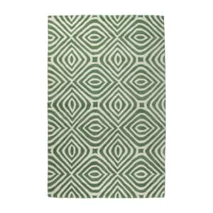 Green 5 ft. x 8 ft. Elegant and Stylish Hand-Tufted Wool Contemporary Modern Tufted Stripes Premium Rectangle Area Rugs