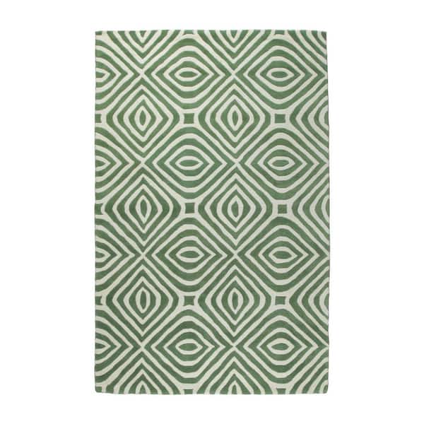 Green 8 ft. x 10 ft. Elegant and Stylish Hand-Tufted Wool Contemporary Modern Tufted Stripes Premium Rectangle Area Rugs