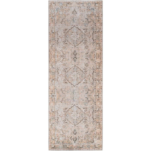 Emelia Brown 3 ft. x 10 ft. Traditional Indoor Runner Machine-Washable Area Rug
