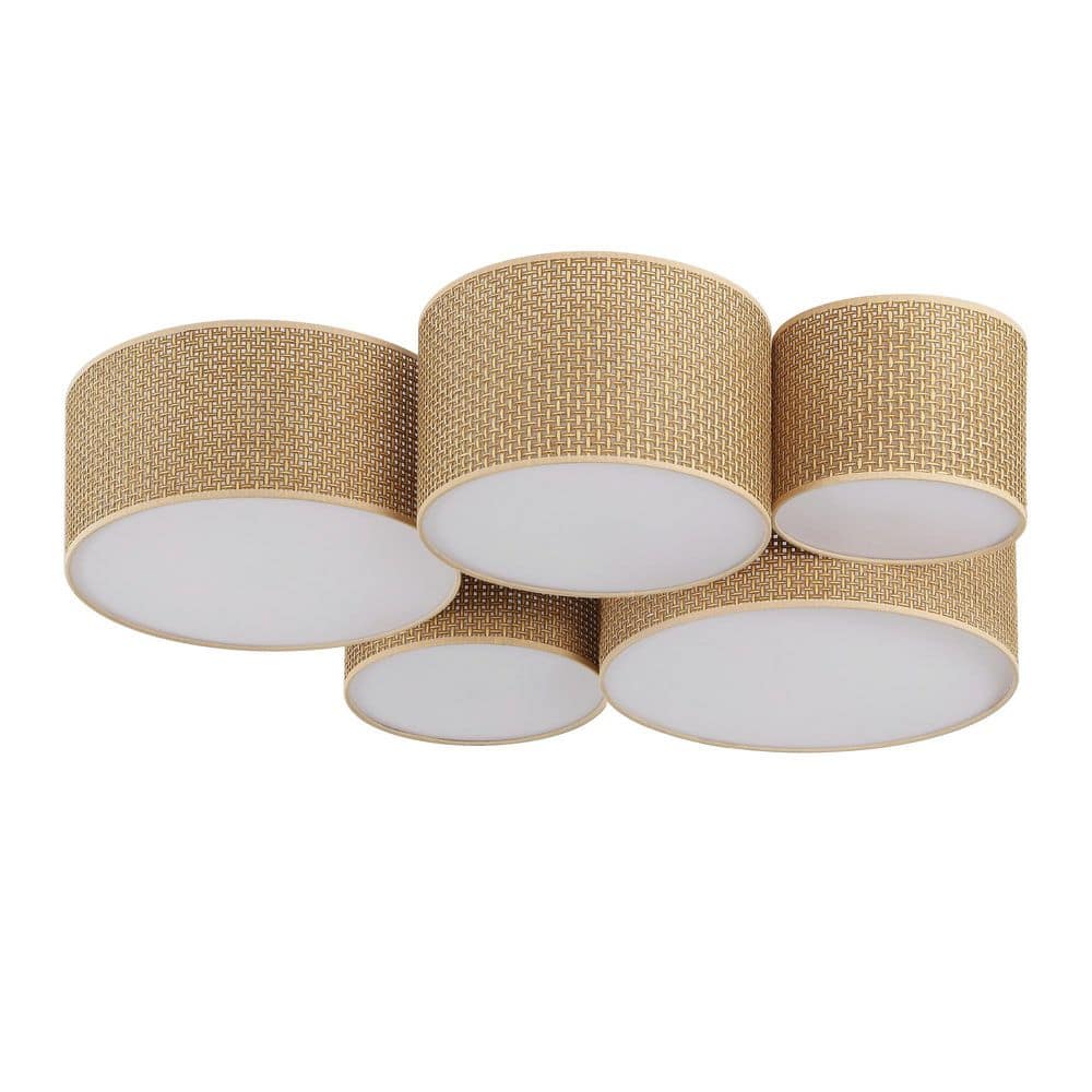 35.4 in. 5-Light Modern Coastal Hand-woven Cluster Drum Flush Mount price history on PriceWatchPro