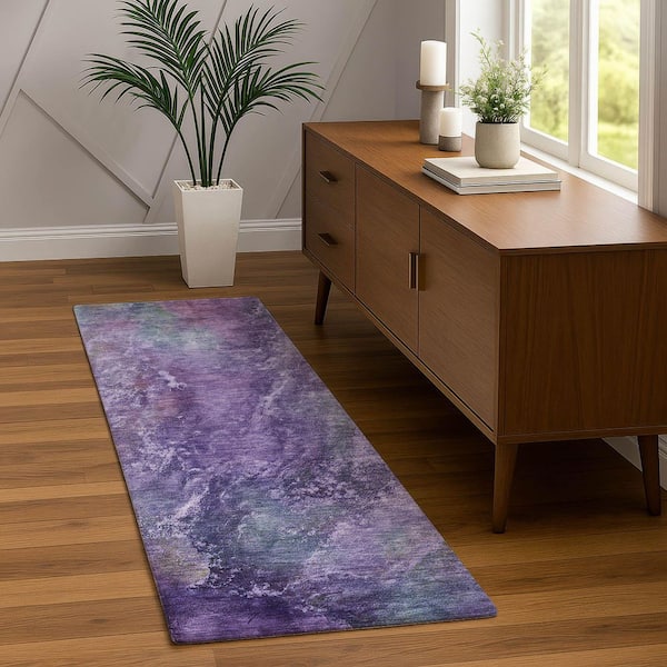 Chantille Machine Washable Indoor/Outdoor Abstract ACN2308 Purple 2 ft. 3 in. x 7 ft. 6 in. Runner Rug