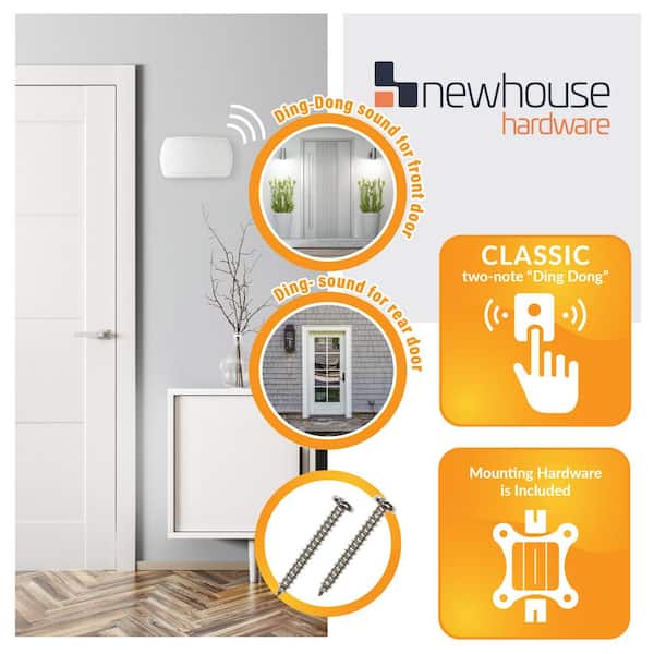 Newhouse Hardware 24-Volt Wired Doorbell Chime with Front Door Ding-Dong  Tone and Side Door Tone for Home Improvement, White CHM24V - The Home Depot