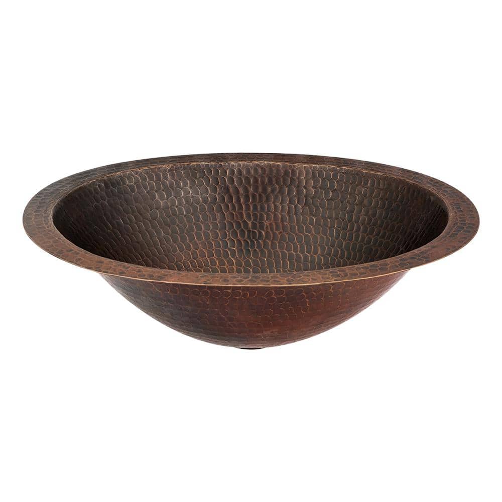 15" Oval Hand-Hammered Copper Under Counter Bathroom Sink
