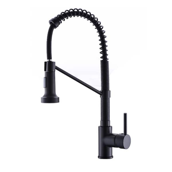 Maincraft Single-Handle Pull Down Sprayer Kitchen Faucet with Sprayer in Matte Black