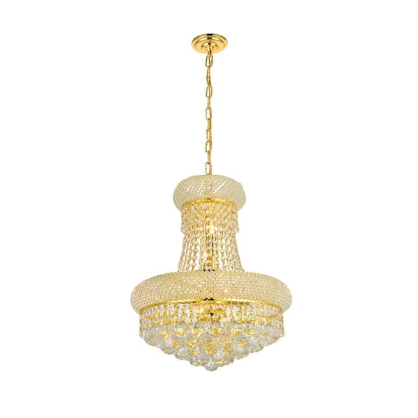 Unbranded Timeless Home 16 in. L x 16 in. W x 20 in. H 8-Light Gold with Clear Crystal Contemporary Pendant