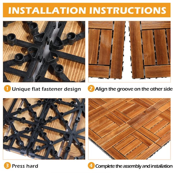 Karl home 1 ft. x 1 ft. Wood Composite Deck Tile in Brown (9 per Case)