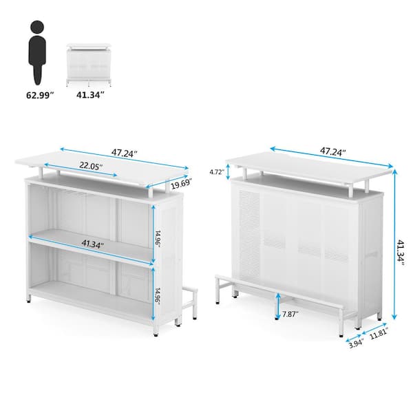 Bar Unit, 3-Tier Bar Table Liquor Cabinet with Stemware Rack and Metal  Footrest Wine Rack - N/A - Yahoo Shopping