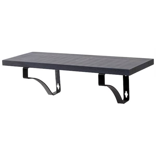 Kiera Grace Set of Two 16.5 in. W x 2 in. D Black Wood Decorative Wall Shelf