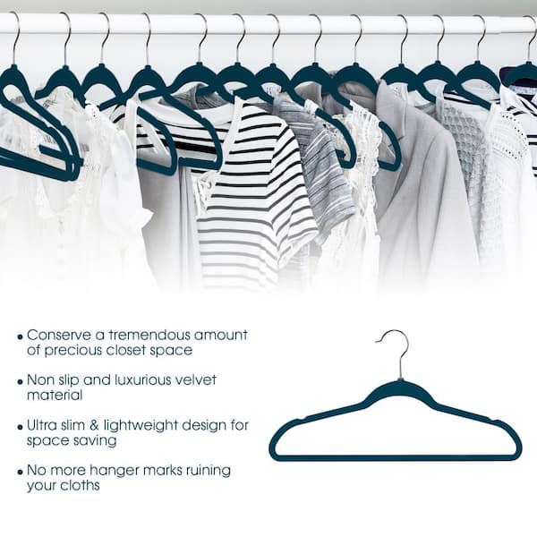 Quality Hangers 50 Pack Non-Velvet Plastic Hangers for Clothes - Heavy Duty  Coat Hanger Set - Space-Saving Closet Hangers with Chrome Swivel Hook