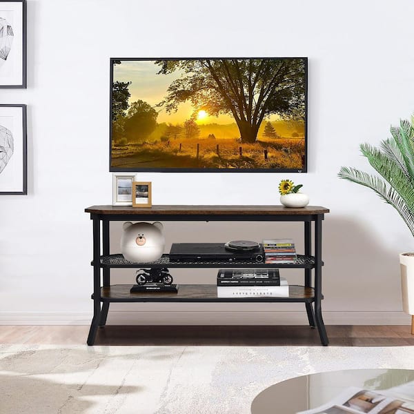 Costway 3 tier contemporary tv stand. cheapest Brown. New