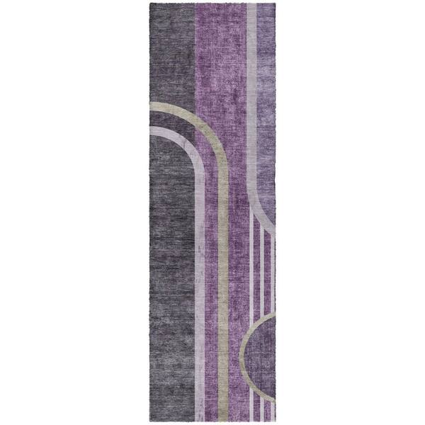 Dream Shag Premium Machine Washable Abstract ADS532 Purple 2 ft. x 7 ft. Runner Rug