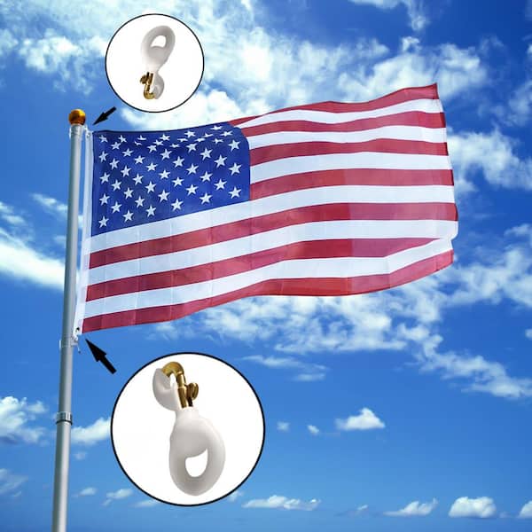 ANLEY 3.3 in. White Rubber Coated Brass Swivel Snap Hook - Heavy-Duty Flag  Pole Halyard Rope Attachment Clip (Pack of 2) A.FlagPole.RopeClip.2Pcs -  The Home Depot