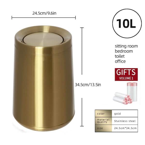 2.6 Gal. Gold Metal Trash Can with Flip Cover HP01WCJV - The Home 