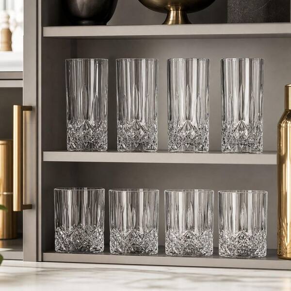 Numhew Clear Crystal Glass Cups Set with 11 oz. Old Fashioned