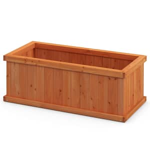 Wood Raised Planter Box with 4 Drainage Holes and Detachable Bottom Panels