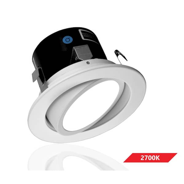 DLR Series 4 in. White (2700K) LED Retrofit Recessed Gimbal Trim Kit, 95 CRI