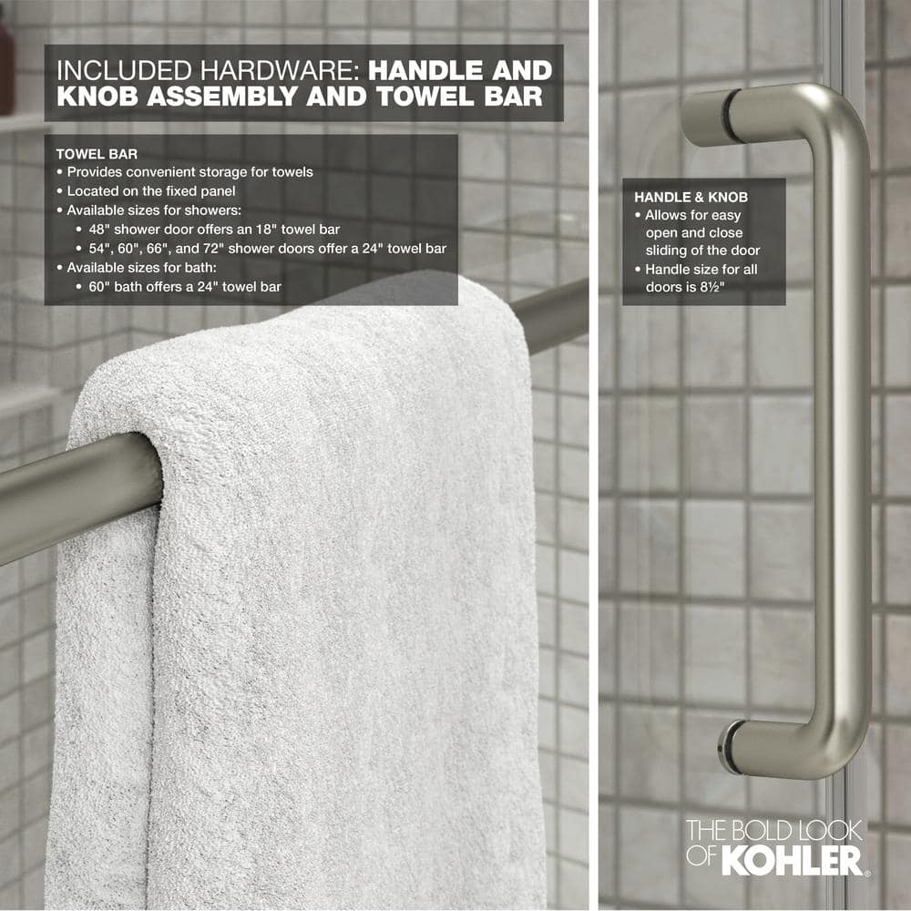Elate Tall Frameless Sliding Shower Door with Black Hardware