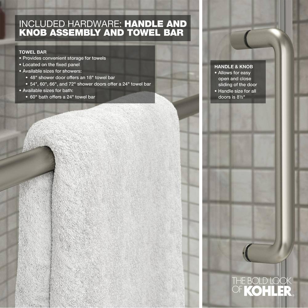 Elate Bright Silver Frameless Sliding Shower Door with Crystal Clear Glass