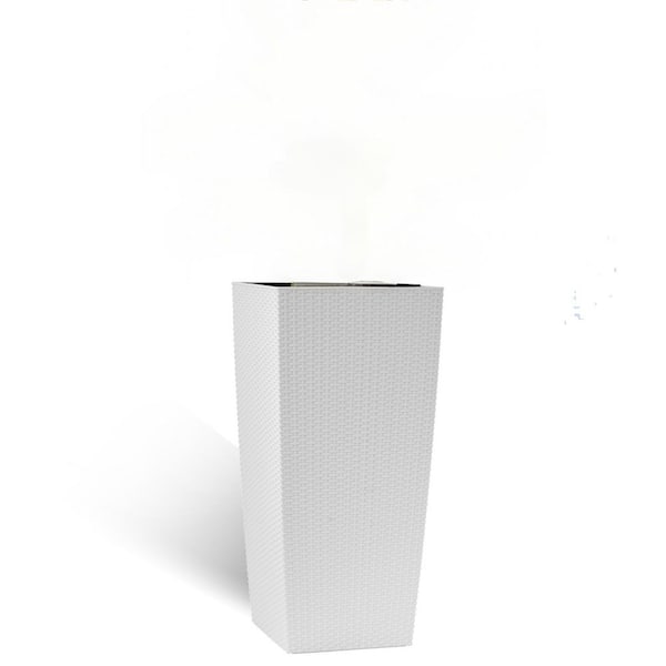 Paula 30.12 in. H White Polypropylene Plastic Large Square Planter with Self-Watering, Inner Bucket and Drainage Holes