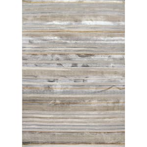 Gold 7 ft. 10 in. X 10 ft. 10 in. Grey/Multi Striped Indoor Area Rug