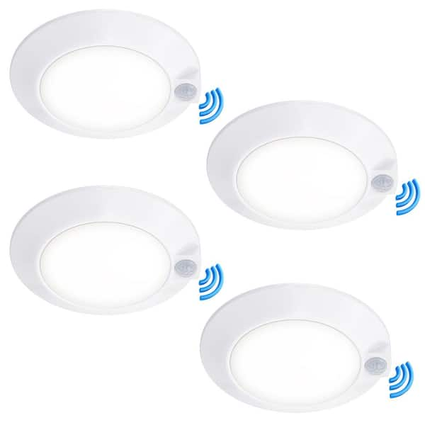 7.72 in. Integrated LED Flush Mount Indoor Closet Motion Sensor Light 120-Volt CRI90 10-Watt 3000K (4-Pack)