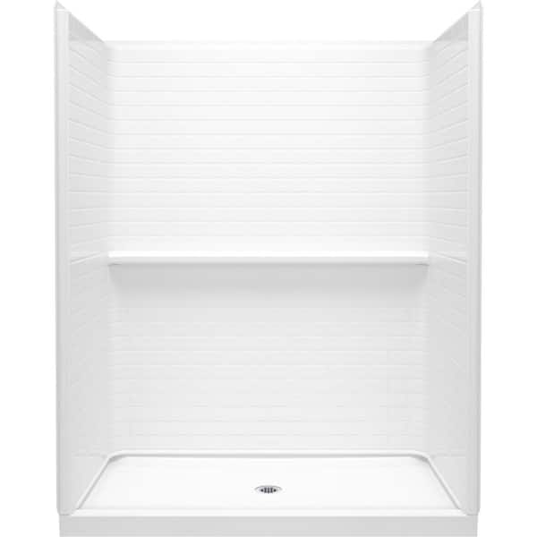 STERLING PLUMBING Traverse 60 in. W x 75 in. H 4-Piece Direct-to-Stud Alcove Shower Wall Surround in White