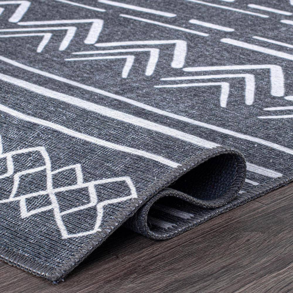 Gray Geometric Flat Woven Synthetic 10' x 14' Area Rug