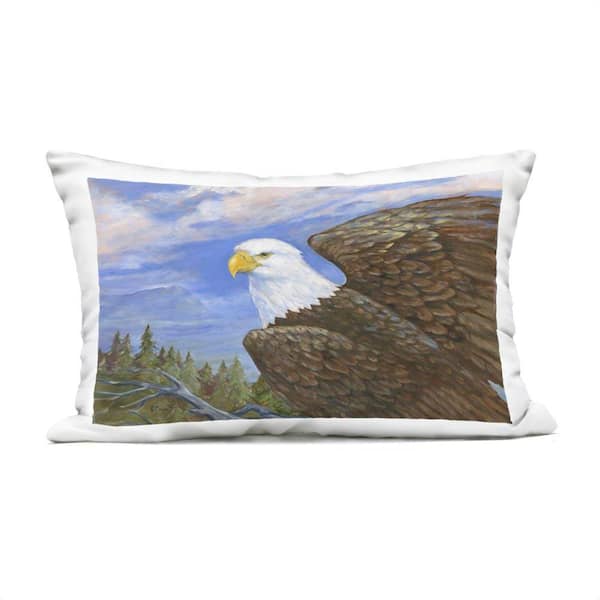 Eagle Overlook from Tree Top Blue Rectangular Outdoor Throw Pillow